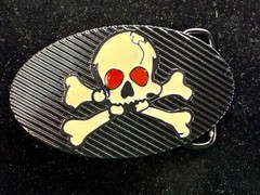 Creepy Red Eyes Skull Crossbones Halloween Gothic Punk Vibe Enameled Belt Buckle