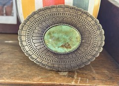 Teal Turquoise Stone Belt Buckle Western Cowboy Style Fits 1.5 Inch Strap