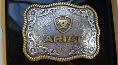 Ariat Western Belt Buckle Filigree Shield Berry Edge Silver Gold A37007