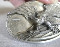 Vintage 1983 Bergamot Great Seal of the USA Eagle Pewter Belt Buckle O-146