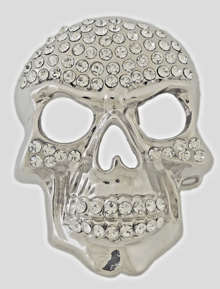 Skull Belt Buckles Men Women Rhinestones Vintage Silver Metal Rock Rebel Pirate