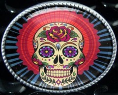 Mexican Sugar Skull Day of the Dead Tattoo Handmade Artisan Belt Buckle