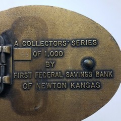 Vintage 1984 First Federal Savings Bank Newton Kansas Belt Buckle Ltd Ed #184