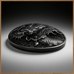 Antique Silver Tone Dragon Belt Buckle Oval 3D Chinese Men Western Biker Gothic