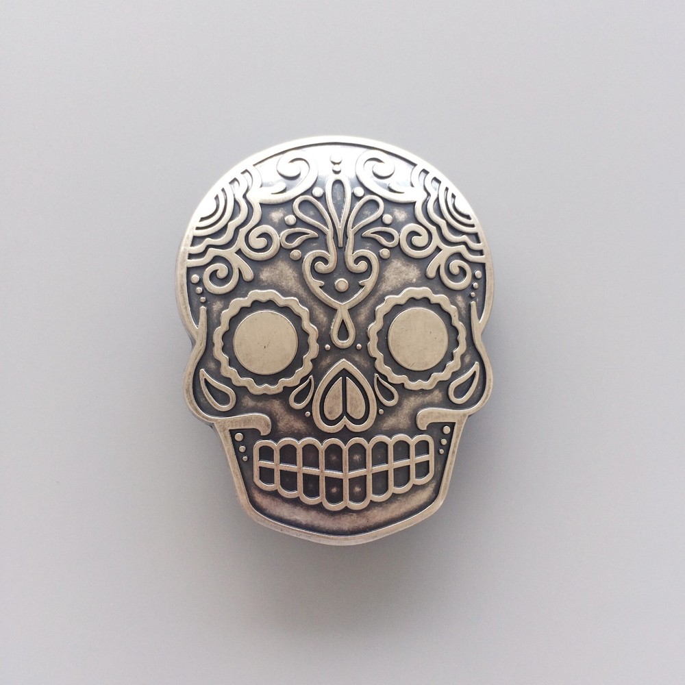Vintage Silver Plated Tattoo Emo Skull Belt Buckle Gurtelschnalle