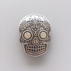 Vintage Silver Plated Tattoo Emo Skull Belt Buckle Gurtelschnalle
