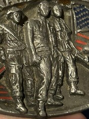 Vtg 1989 Siskiyou Vietnam Veteran USA 3.5&Prime; Enameled Pewter Belt Buckle *As Is*