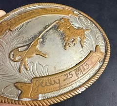 Vintage German Silver Western Belt Buckle Cowboy Roping Vj07