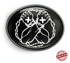Straight Edge Belt Buckle – Hardcore Punk Music Handmade Artisan Buckle – 279