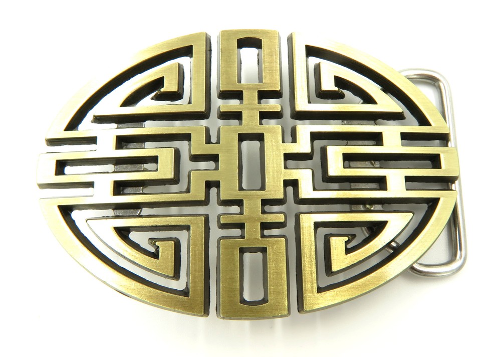 Traditional Chinese Lucky Knot Bronze Metal Belt Buckle