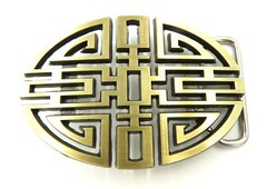 Traditional Chinese Lucky Knot Bronze Metal Belt Buckle