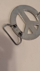 Vintage Style Black & Silver Peace Sign Belt Buckle Hippie Punk Emo Y2K