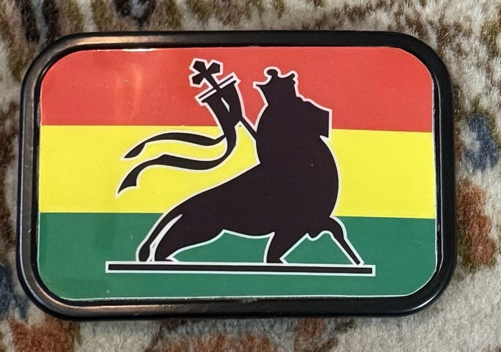 BIG Lion of Judah Rasta Rastafari Flag Jamaica Belt Buckle
