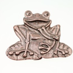 Charming Frog Belt Buckle in Antique Copper with Rustic Character