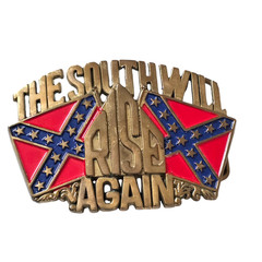 Vtg 1982 The South Will Rise Again Baron Solid Brass Belt Buckle 6265