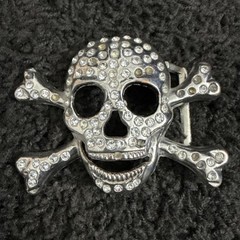 Skull And Crossbones Rhinestone Belt Buckle – See Description