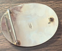 Vintage Abalone Shell MEXICO Belt Buckle Mother of Pearl Alpaca Silver