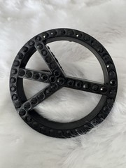 New Men’s Peace Sign Studded Black Belt Buckle New