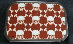 SKULL AND CROSSBONES PIRATE CROSS BONES RED WHITE PATTERN BELT BUCKLE DOWN