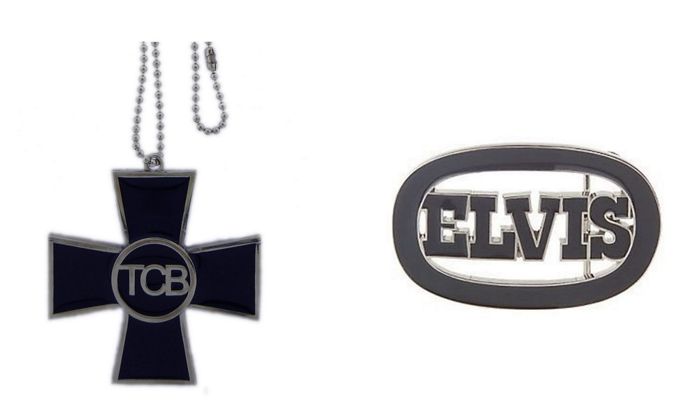 Elvis Presley Belt Buckle & Chopper Necklace Pendant King of Rock Roll Music New