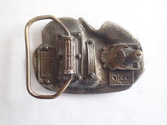 THE GREAT AMERICAN BUCKLE CO MULTI COLOR ALASKA WOLF BELT BUCKLE