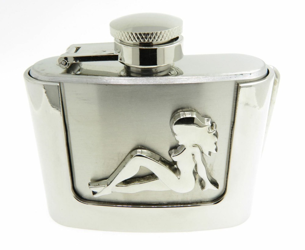 Trucker Mud Flap Girl 2 oz Stainless Steel Flask Belt Buckle