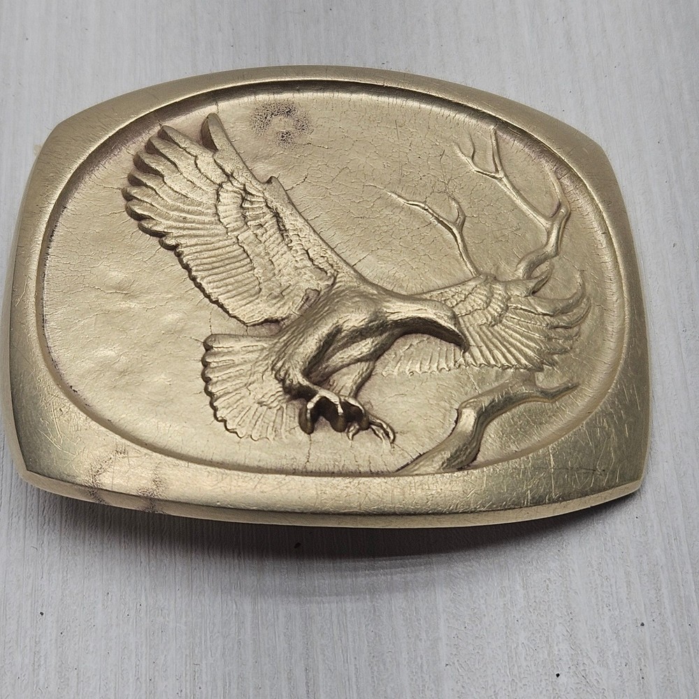 Vintage 1978 Solid Bronze Eagle Belt Buckle Steven L Knight USA