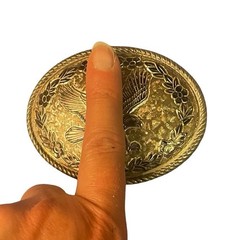 Western Heritage Gold Eagle Belt Buckle Made in USA Floral Rope Edge Solid Metal