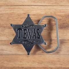 Vintage Texas 6-point Star Sheriff Badge Belt Buckle Pewter New Old Stock