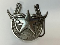 Lucky Horseshoe Winged Star Fine Pewter 2004 Belt Buckle Great American Products