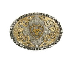 ARIAT Men&rsquo;s Antique Silver and Gold Oval Belt Buckle