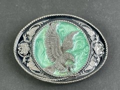 Siskiyou 1991 Metal Belt Buckle Eagle On Turquoise Buckle USA