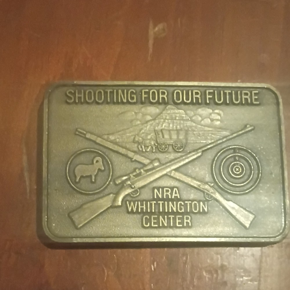 NRA Whittington Center Shooting For Our Future Brass Belt Buckle Frank Hamer