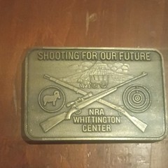 NRA Whittington Center Shooting For Our Future Brass Belt Buckle Frank Hamer