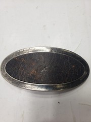 Set Of 3 Vintage Leather Snakeskin Oval Shaped Solid Brass Belt Buckles