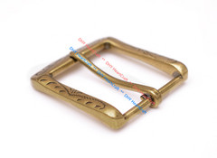 Retro Flower Carved Antique Brass Prong Pin Buckle Men Leather Belt Buckle 40mm