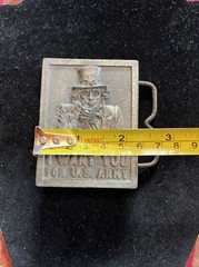 VTG 1975 “I Want You For U S Army » Uncle Sam Belt Buckle Bergamot Brass Works