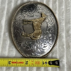 Vintage Montana Silversmiths Sterling Silver Plate ￼ Western Horse Belt Buckle