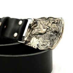 German silver belt buckle « Duck hunting », Trophy belt buckle, Hunter belt buckle
