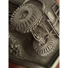 Vintage Monster Truck 4×4 Off Road SUV Belt Buckle Silver Tone 3D Relief 1988
