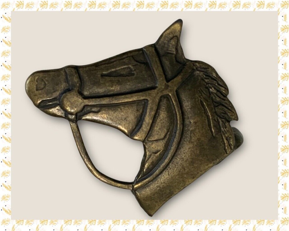 Vtg Horse Head W/Bridle Belt Buckle-Made In Italy – 2½ x 2¼” – 100% Zinc – NWT