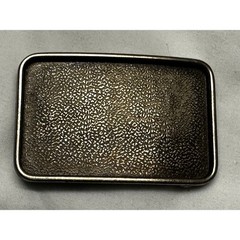 Textured Nugget Rectangle Belt Buckle Antiqued Silver Tone Western Style