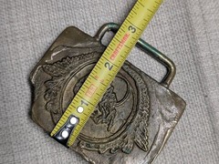vintage BRASS belt buckle BRONZE handcrafted BRUTALIST fantasy buffalo 1970s