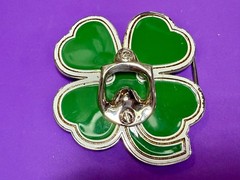Lucky Four Leaf Clover Shamrock Green Silver Novelty Bottle Opener & Belt Buckle