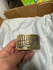 Vintage Airport Bum Brass Belt Buckle by The Davos Co.