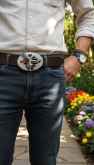 Men Buckle Silver Metal Native Warrior Dance Indian Casual Day Western Fashion