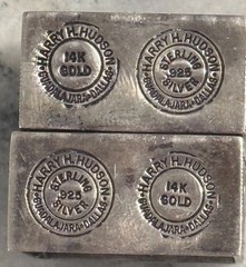 Harry Hudson Sterling Silver 14K Gold Ranger Belt Buckle Set 2 EXTRA LOOPS