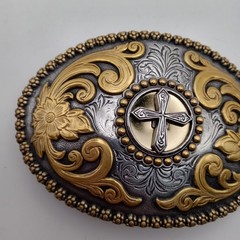 Nocona Western Belt Belt Belt Large Sliver Gold Metal Cowboy Western Christian
