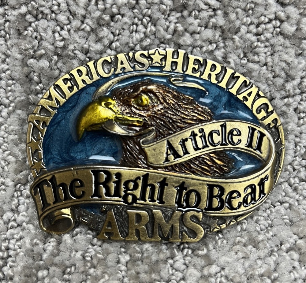 VTG Americas Heritage The Right To Bear Arms Belt Buckle Great American Co 1980s