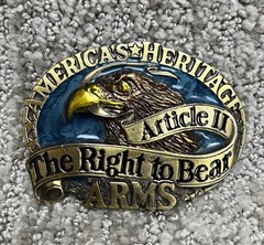 VTG Americas Heritage The Right To Bear Arms Belt Buckle Great American Co 1980s
